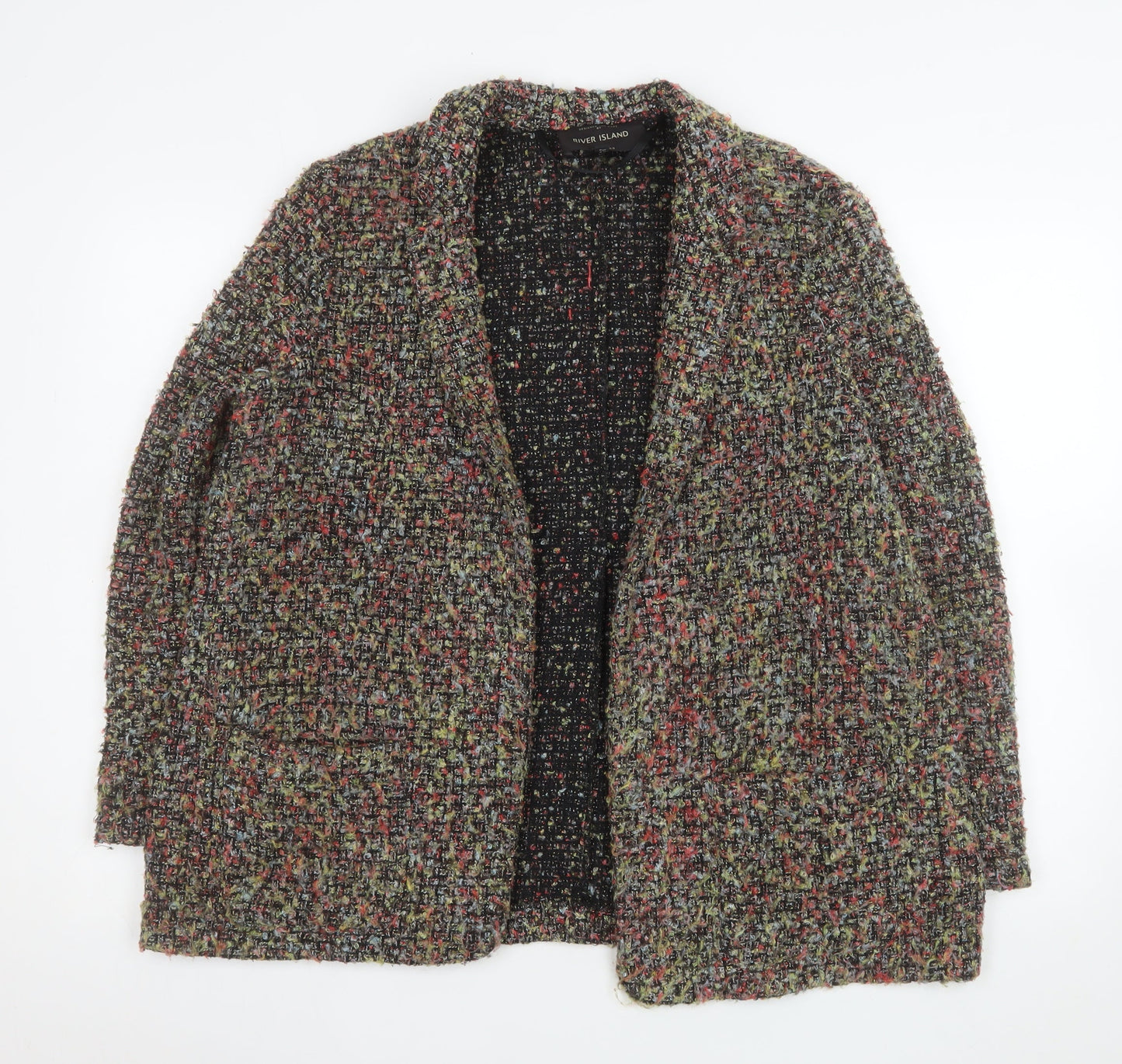River Island Women's Multicoloured Bouclé Blazer Jacket UK 14 Classic Fit