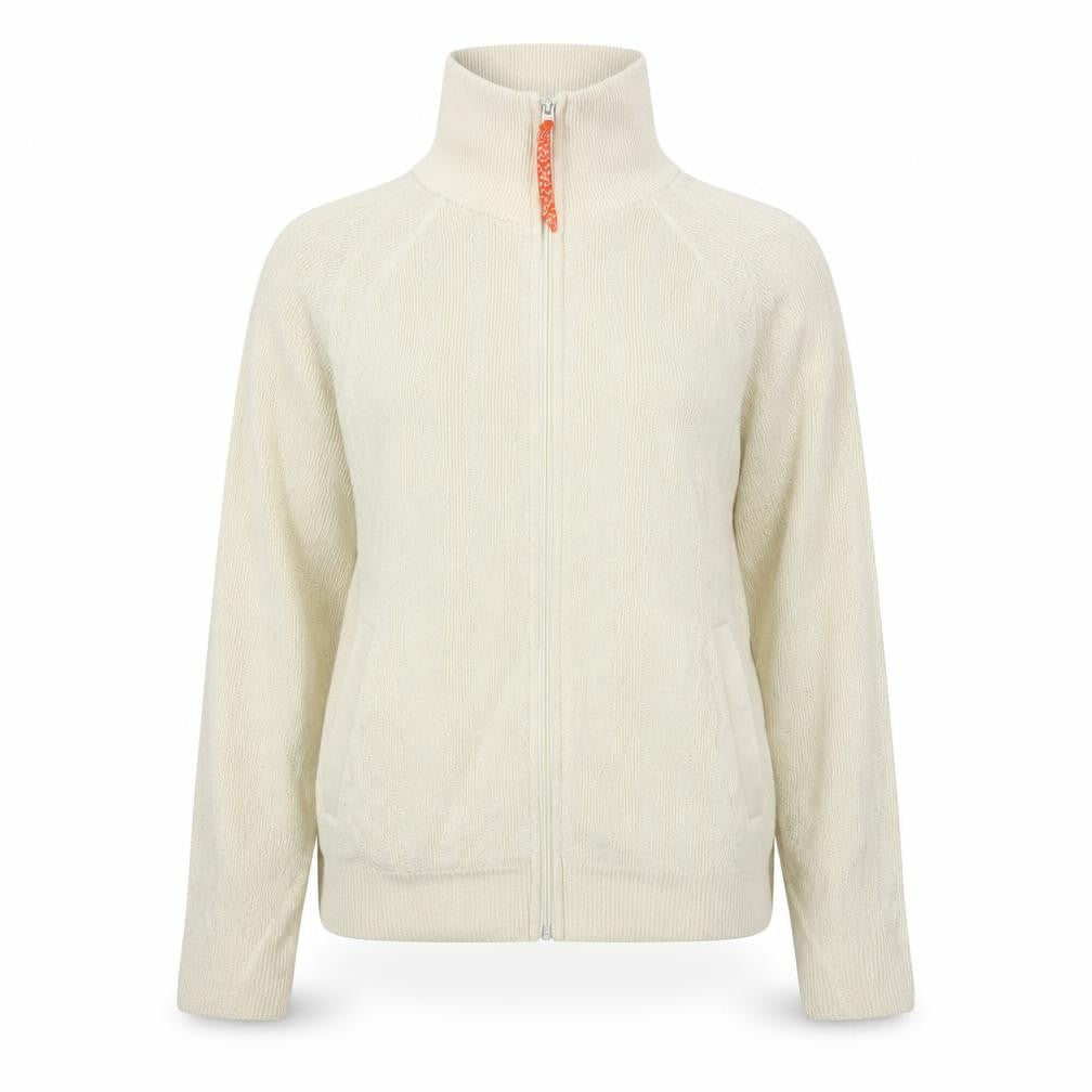 OTI Womens Ivory Knit Full Zip Jacket Size S Classic Style