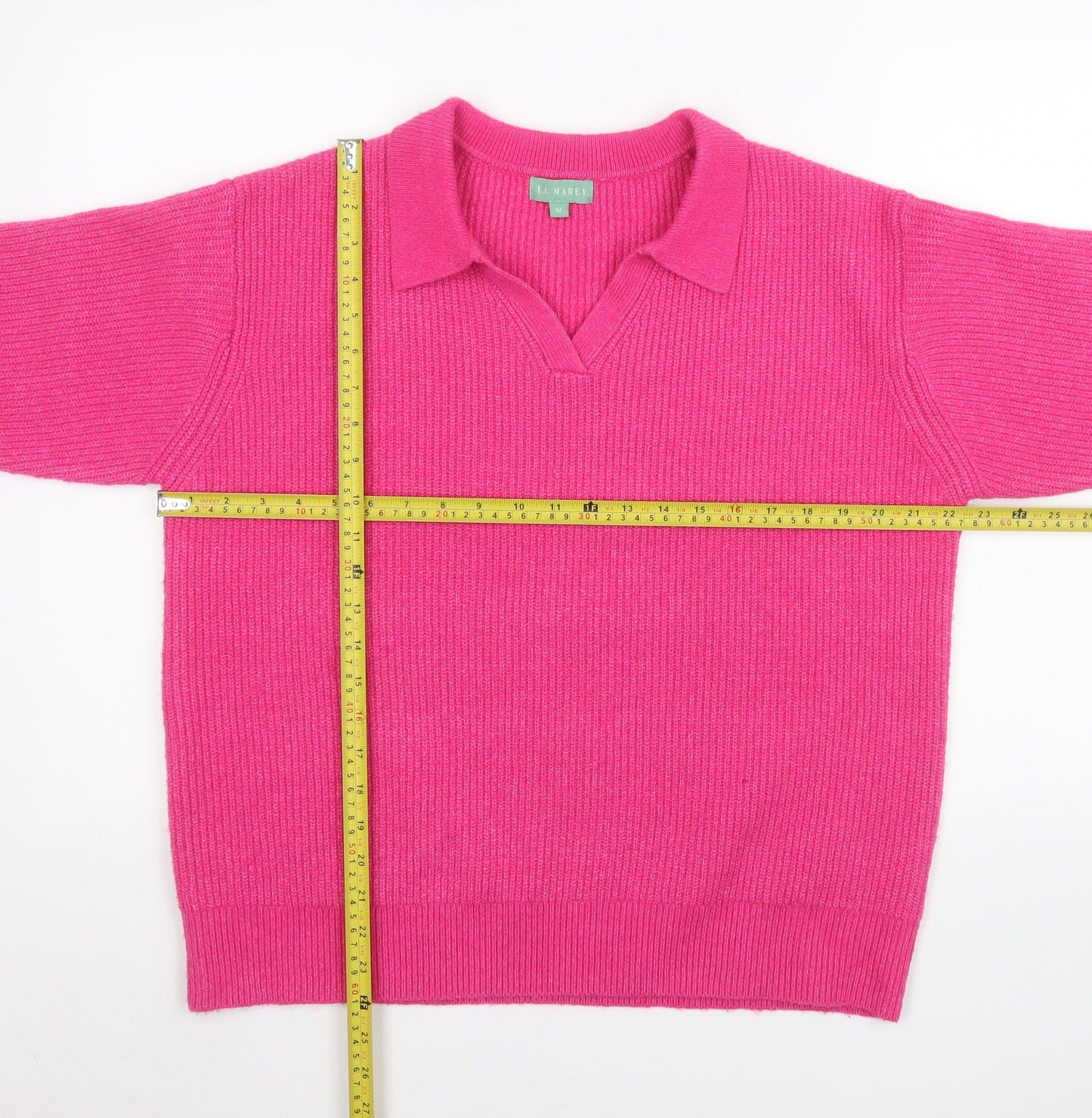 La Marey Women's Pink Collared Pullover Knit Jumper Size M
