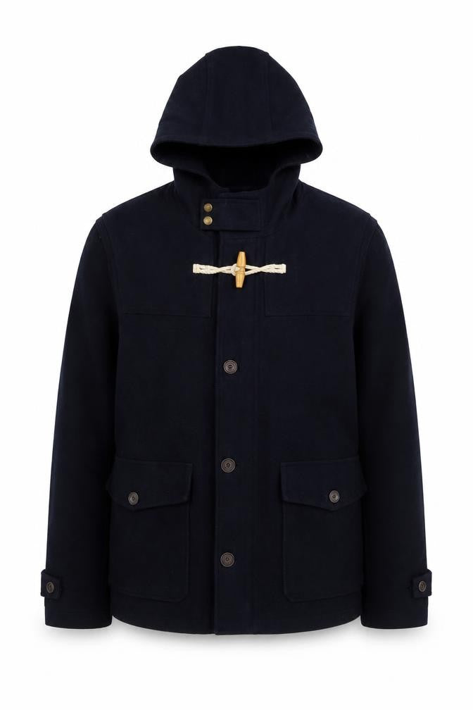 North Coast Men’s Blue Wool Hooded Duffle Coat Size M