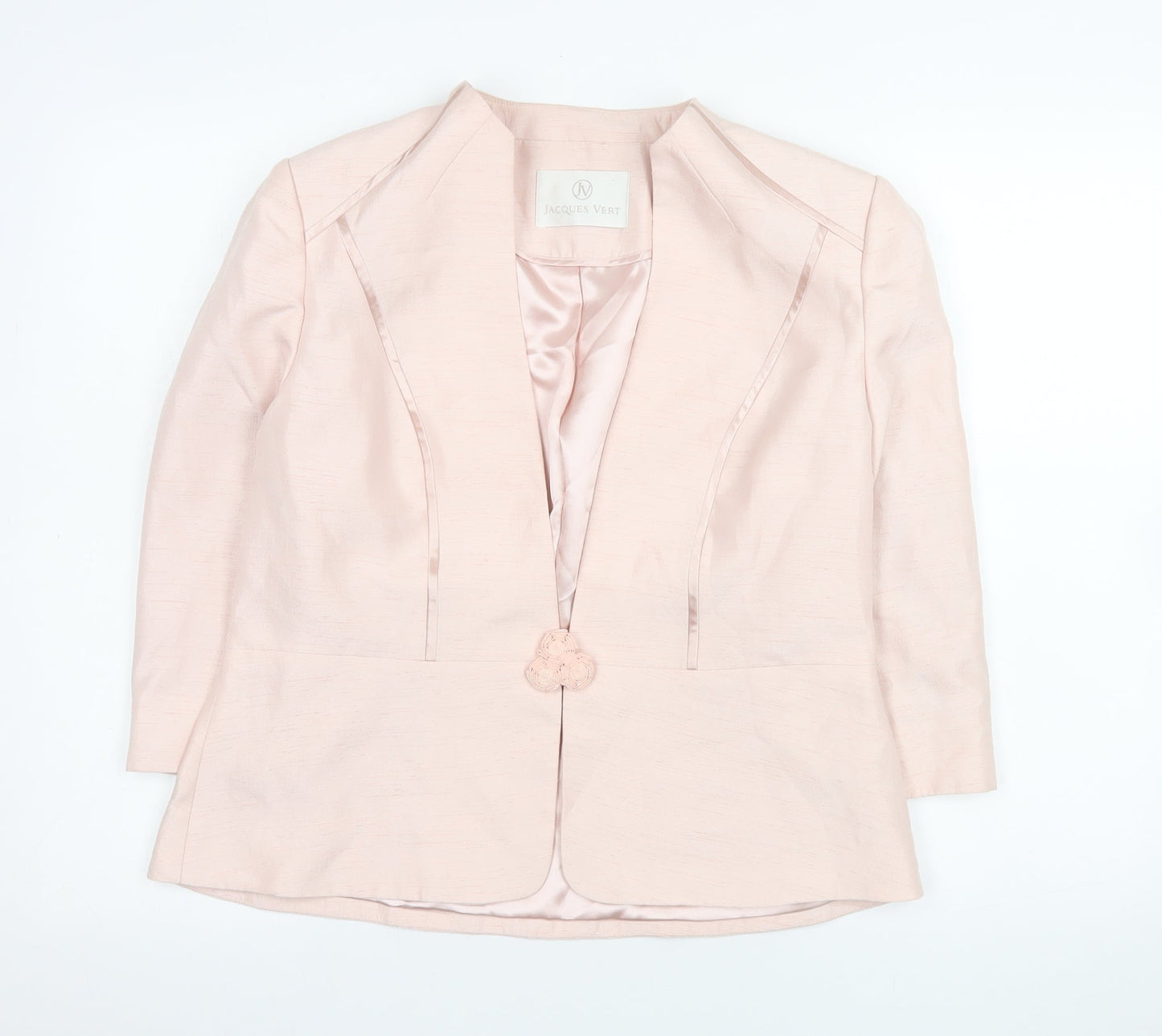 Jacques Vert Women Pink Size 14 Shawl Collar Single Breasted Jacket