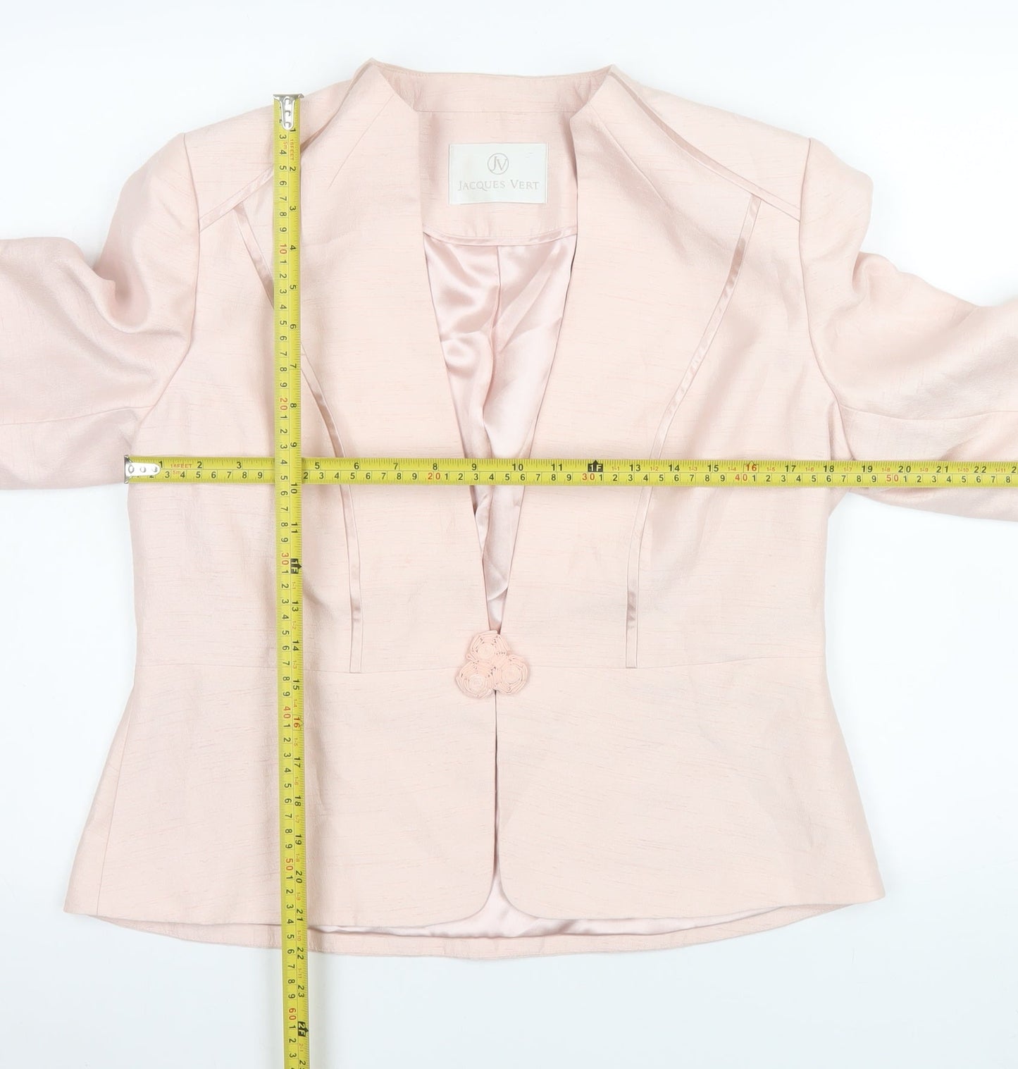 Jacques Vert Women Pink Size 14 Shawl Collar Single Breasted Jacket