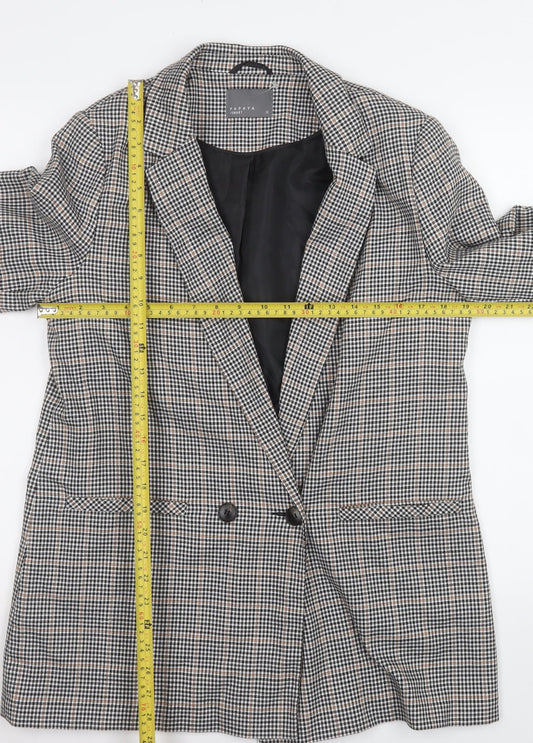 Papaya Women Multicoloured Houndstooth Blazer Size 12 Regular Fit