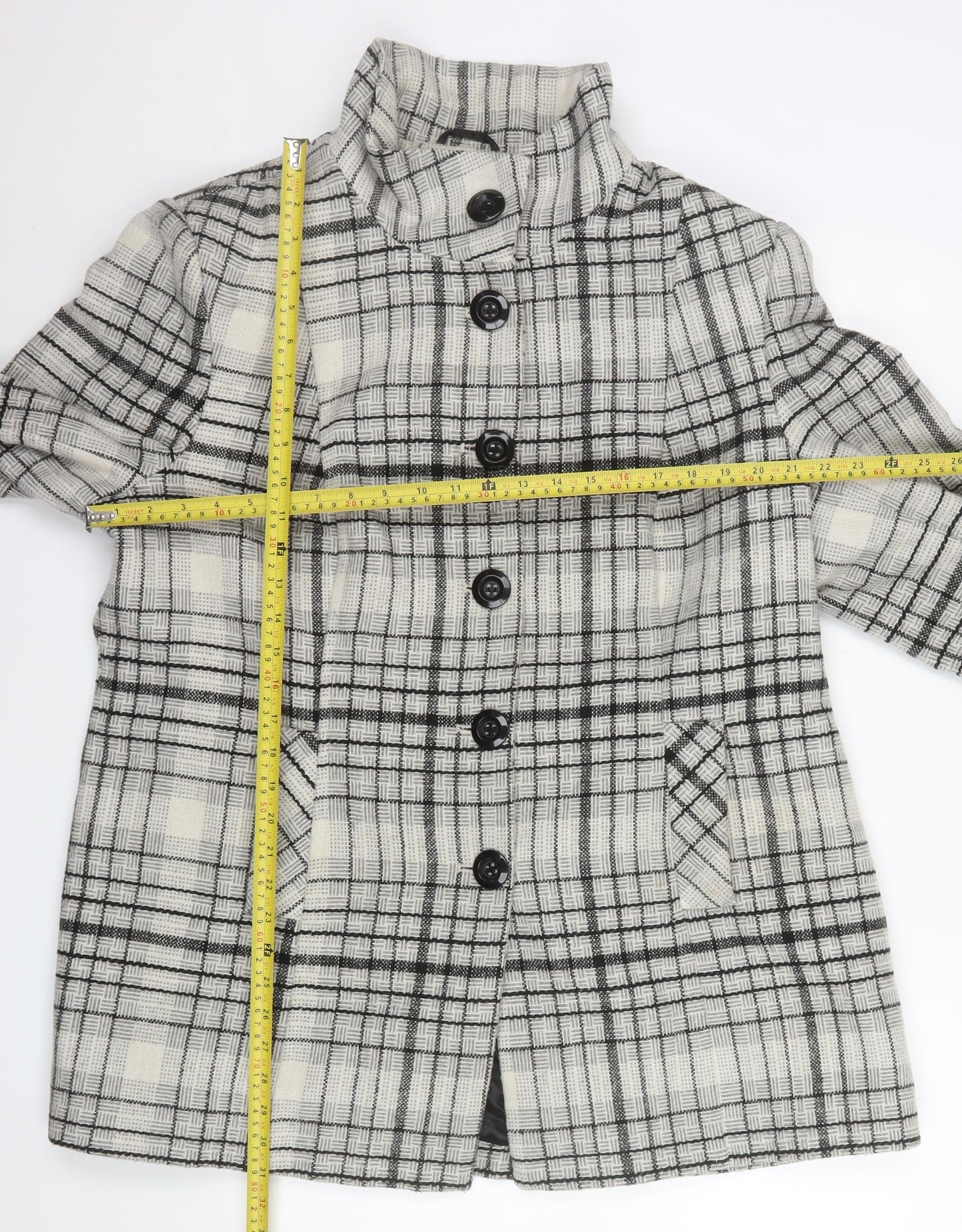 Ricki's Women's Grey Check Wool Blend Mid-Length Coat Size 2XL