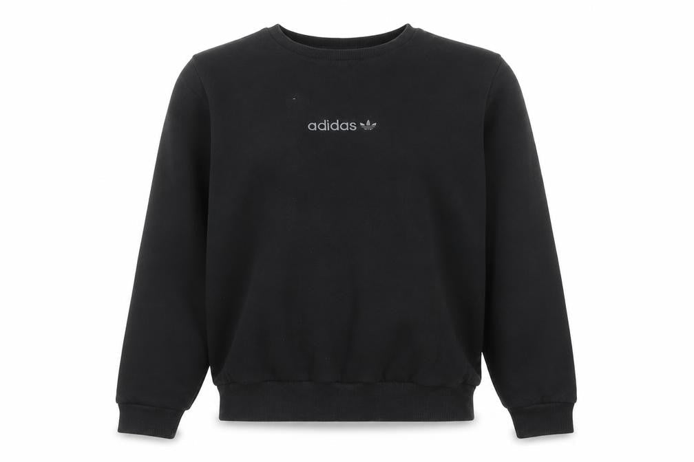 Front view of Adidas men’s black crew neck sweatshirt l sports pullover