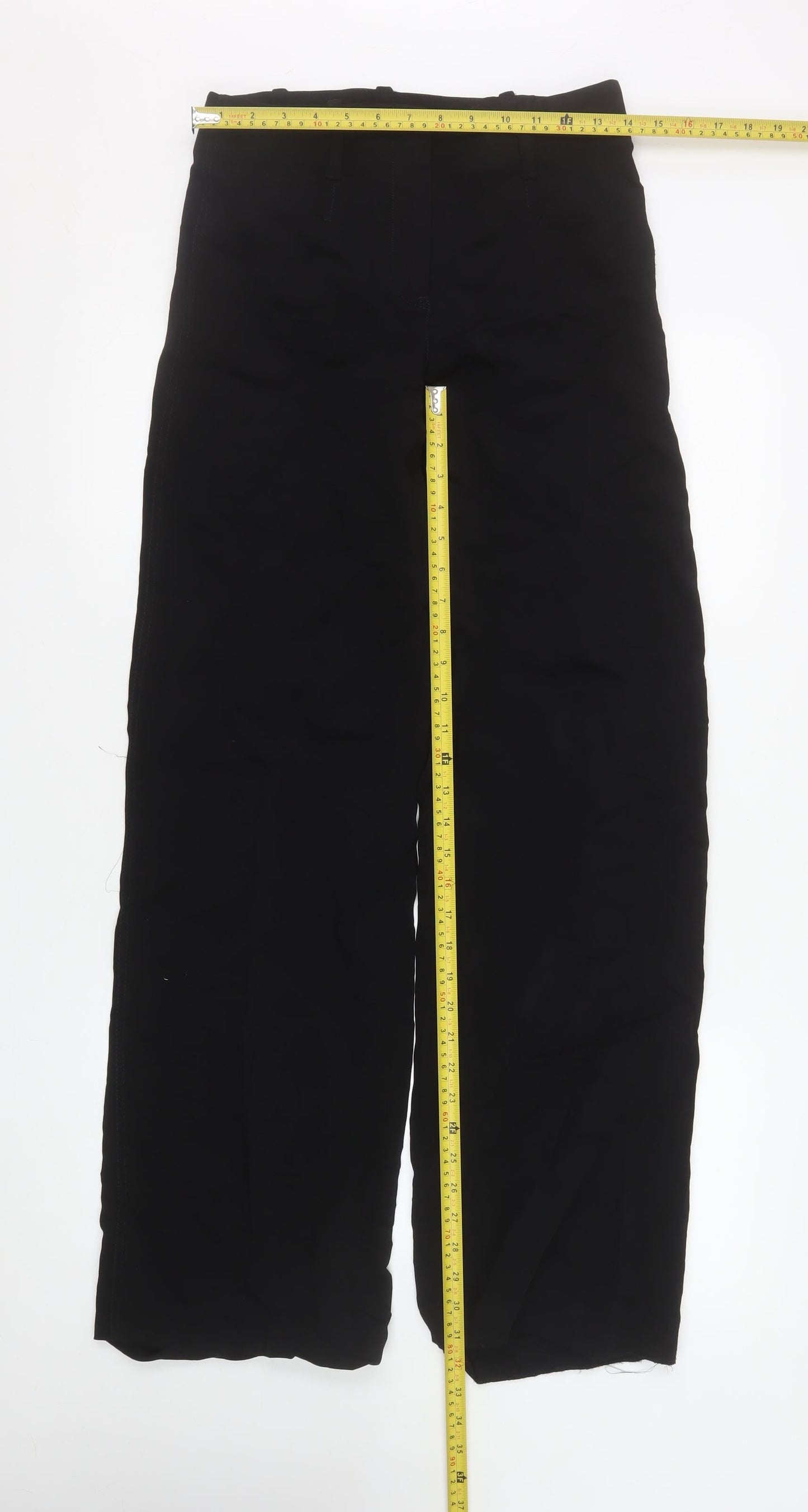 Zara Women Black Size S High Rise Wide Leg Stretch Trousers
