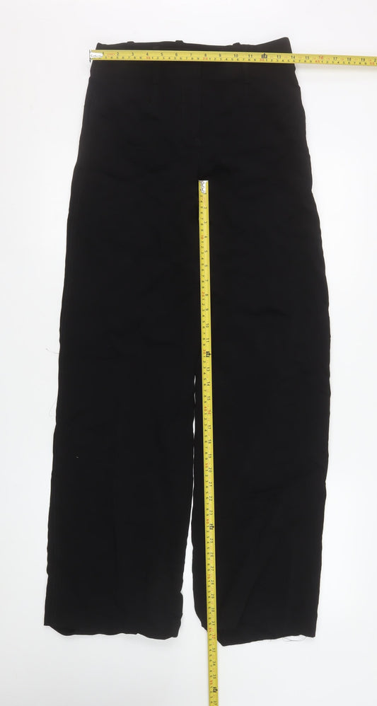 Zara Women Black Size S High Rise Wide Leg Stretch Trousers