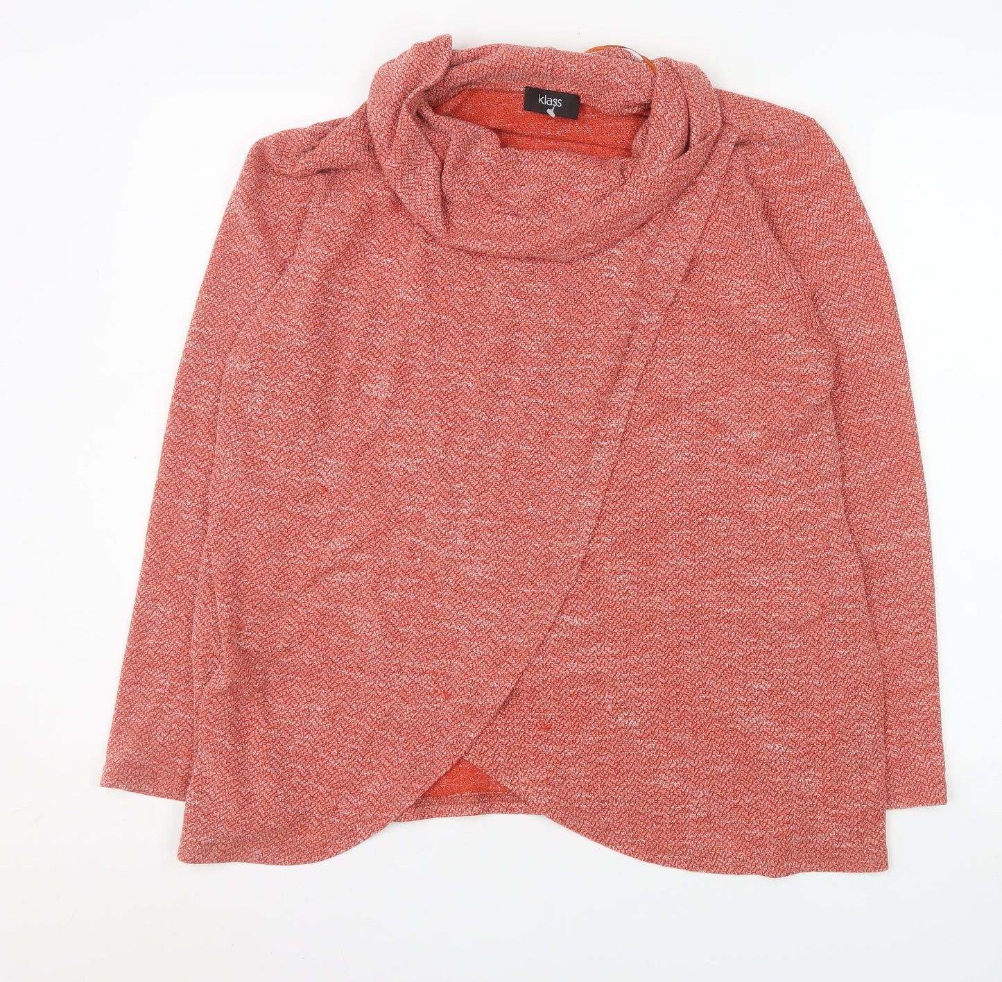 Klass Womens Red Knit Wrap Blouse 2XL Cowl Neck Long Sleeve Top