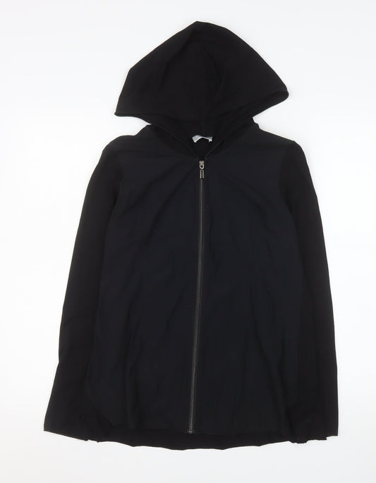 Naya Women's Black Hooded Full Zip Windbreaker Jacket Size 8