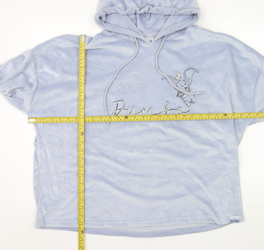 Disney Women’s Blue Dumbo Hoodie Size 12-14 Pullover Plush Sweatshirt