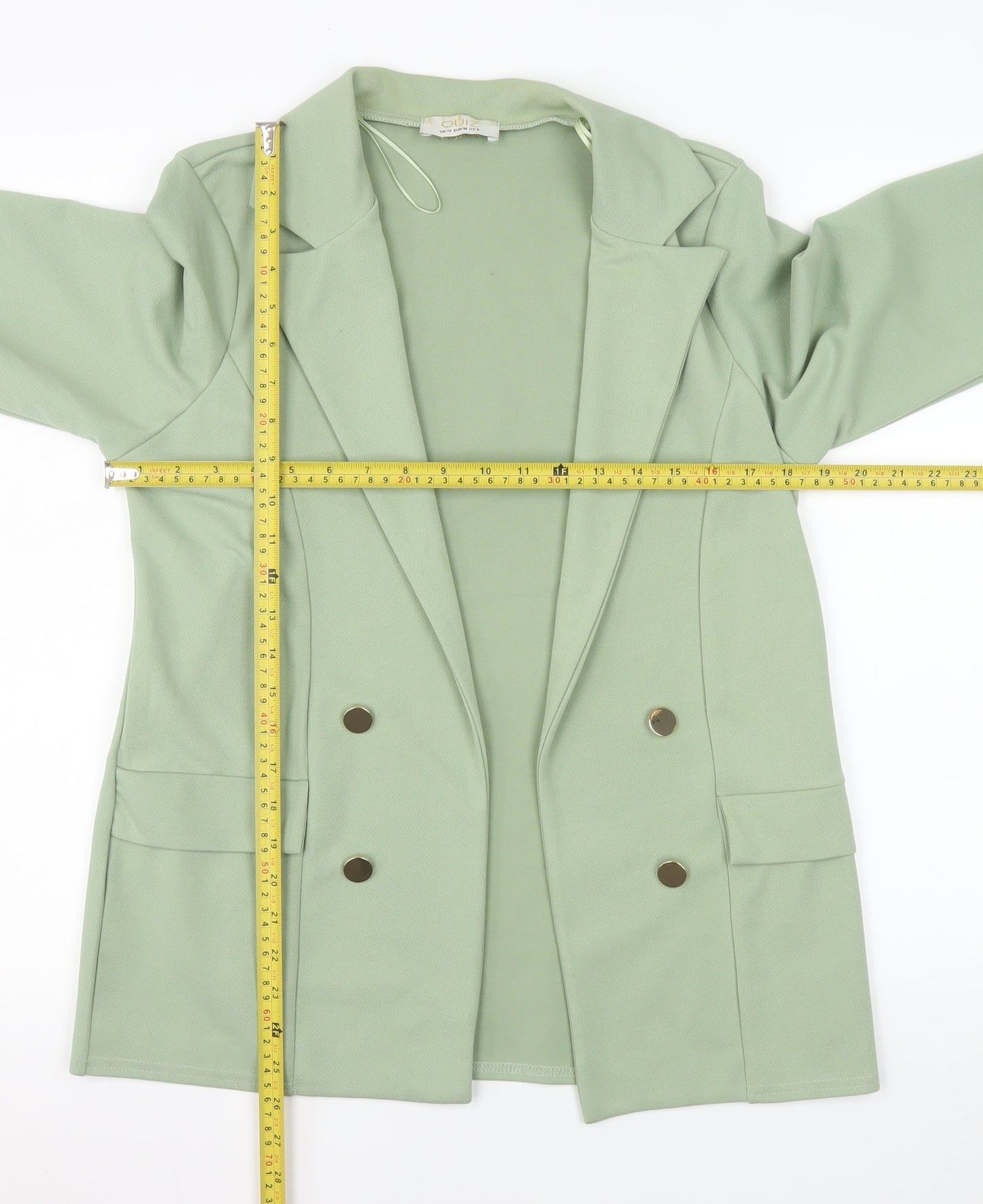 Quiz Women's Green Double Breasted Blazer UK 10 Regular Fit