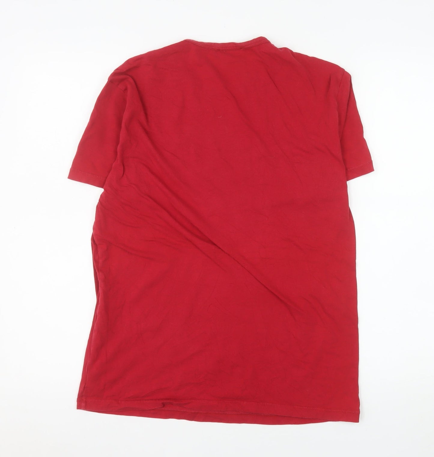 Emporio Armani Men Red Crew Neck Short Sleeve T-Shirt Size M Cotton Blend