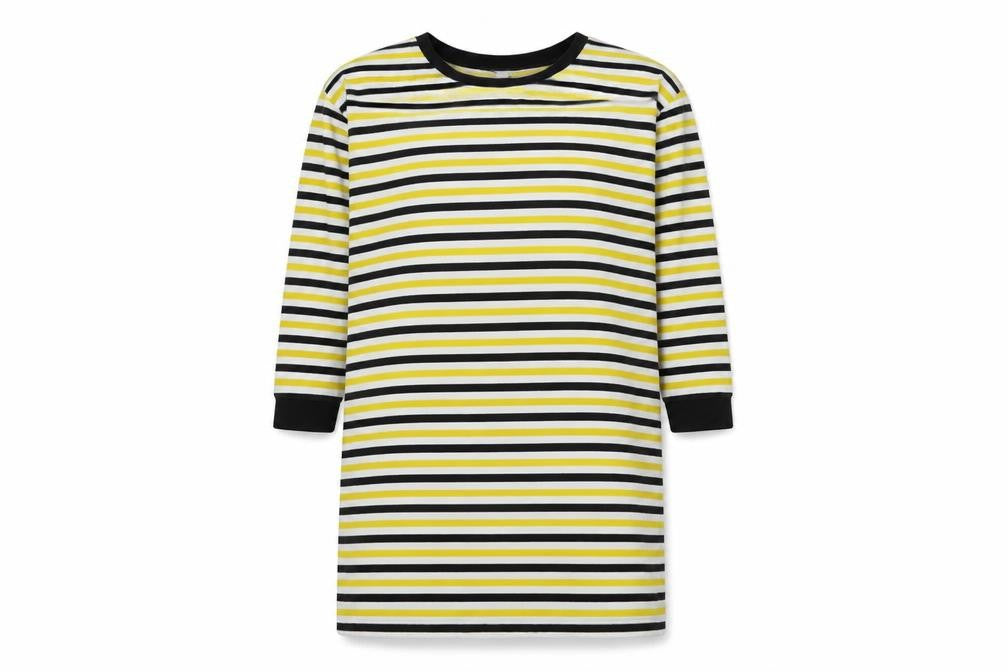 Front view of ASOS Women’s Multicoloured Striped Cotton Jersey T-Shirt Dress, size UK 12