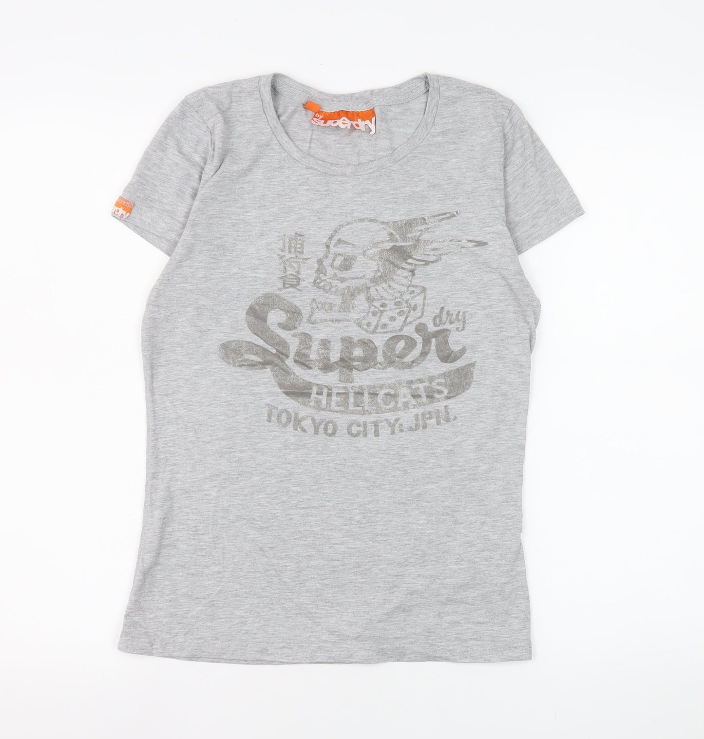 Superdry Womens Grey Slim Fit Graphic T-Shirt Medium