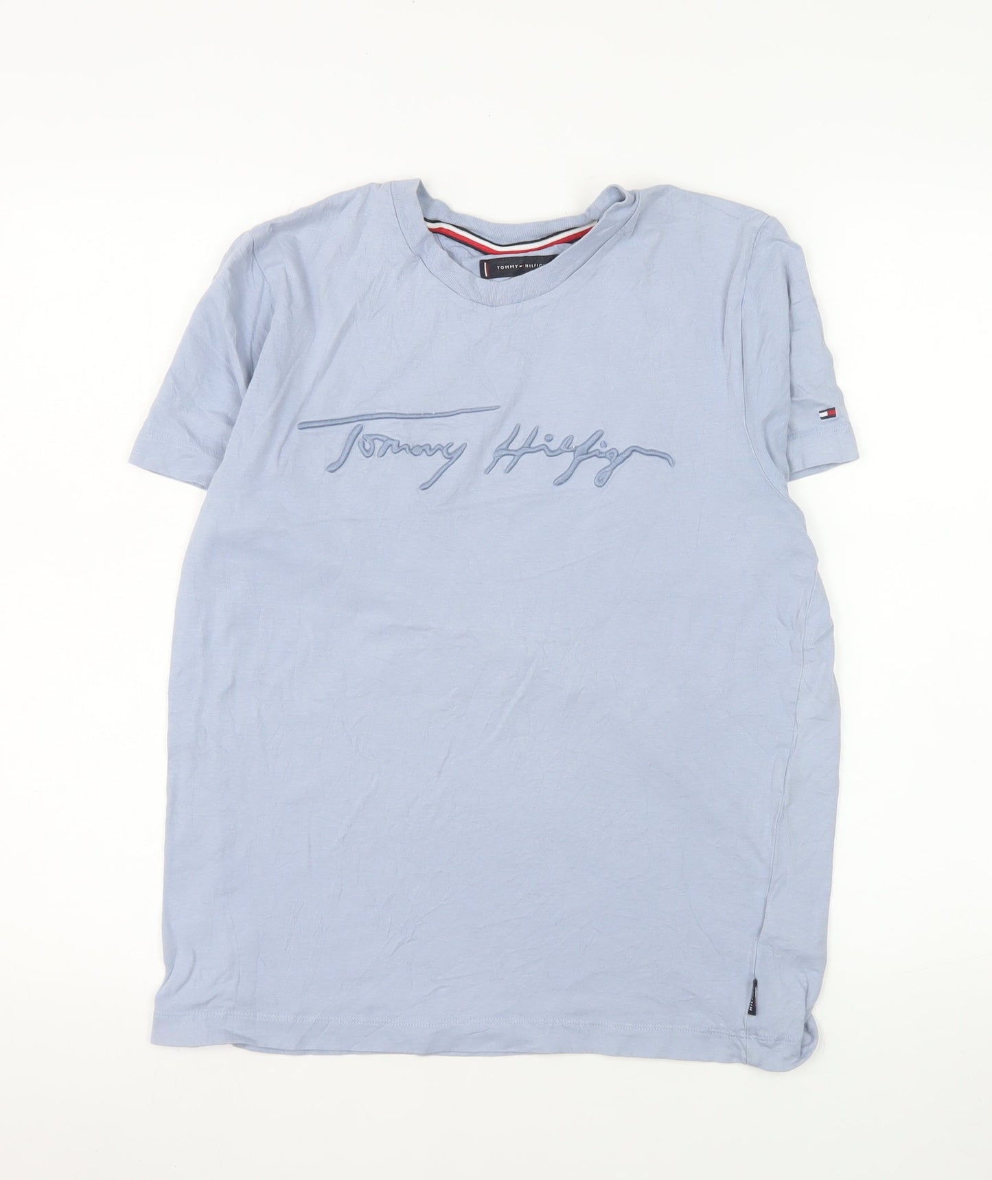 Tommy Hilfiger Men Blue Cotton Regular Fit Short Sleeve T-Shirt M