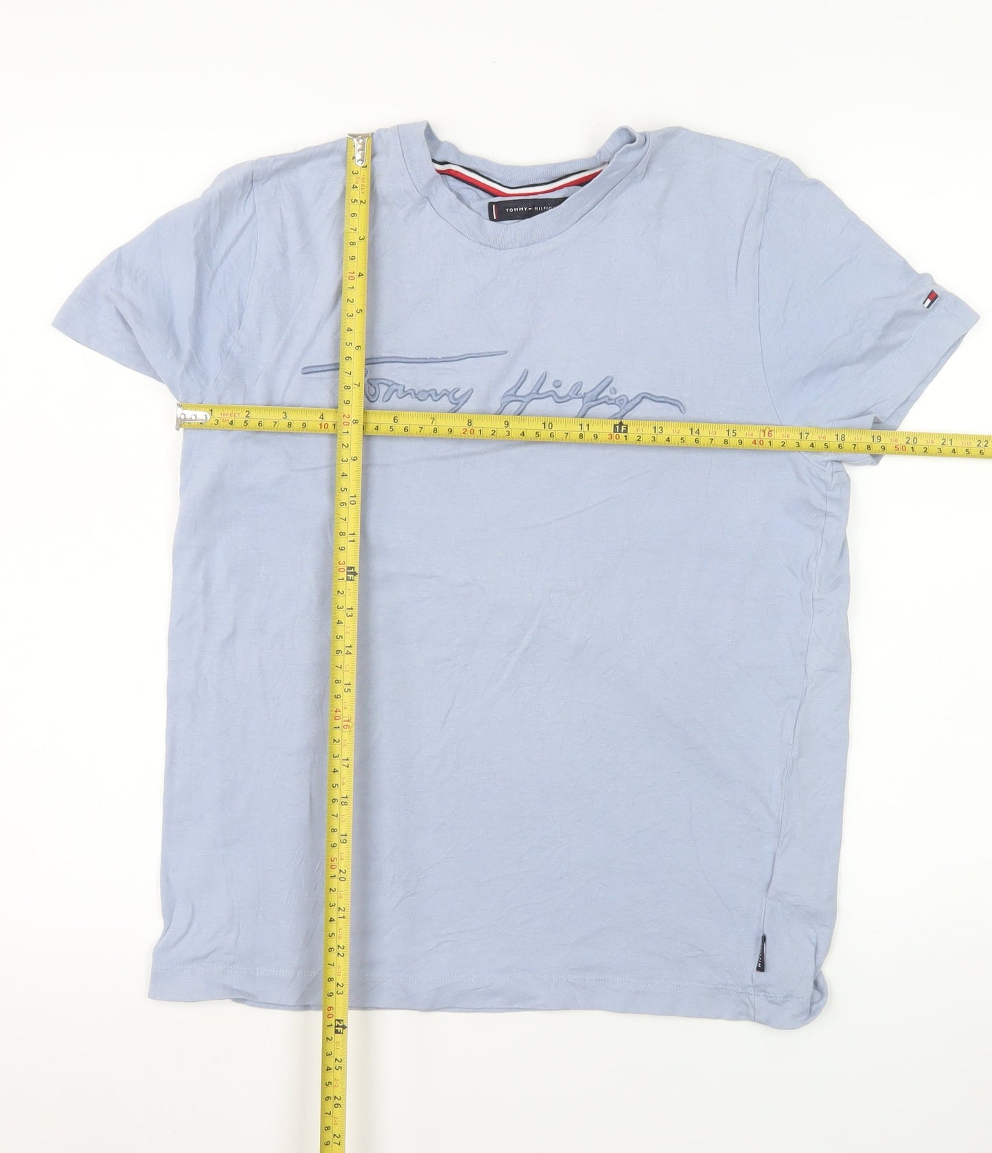 Tommy Hilfiger Men Blue Cotton Regular Fit Short Sleeve T-Shirt M