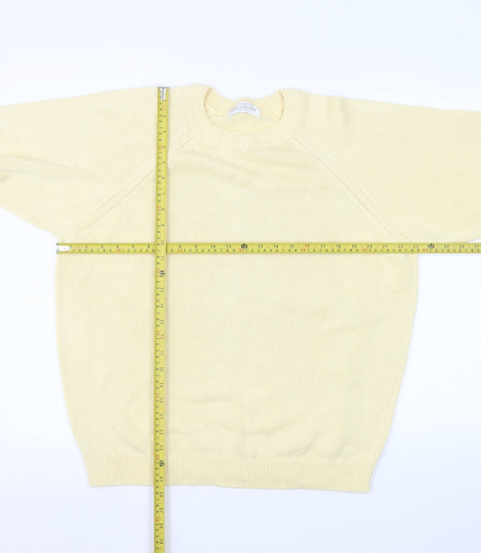 Marks and Spencer Womens Yellow Cotton Pullover Jumper Size 16-18