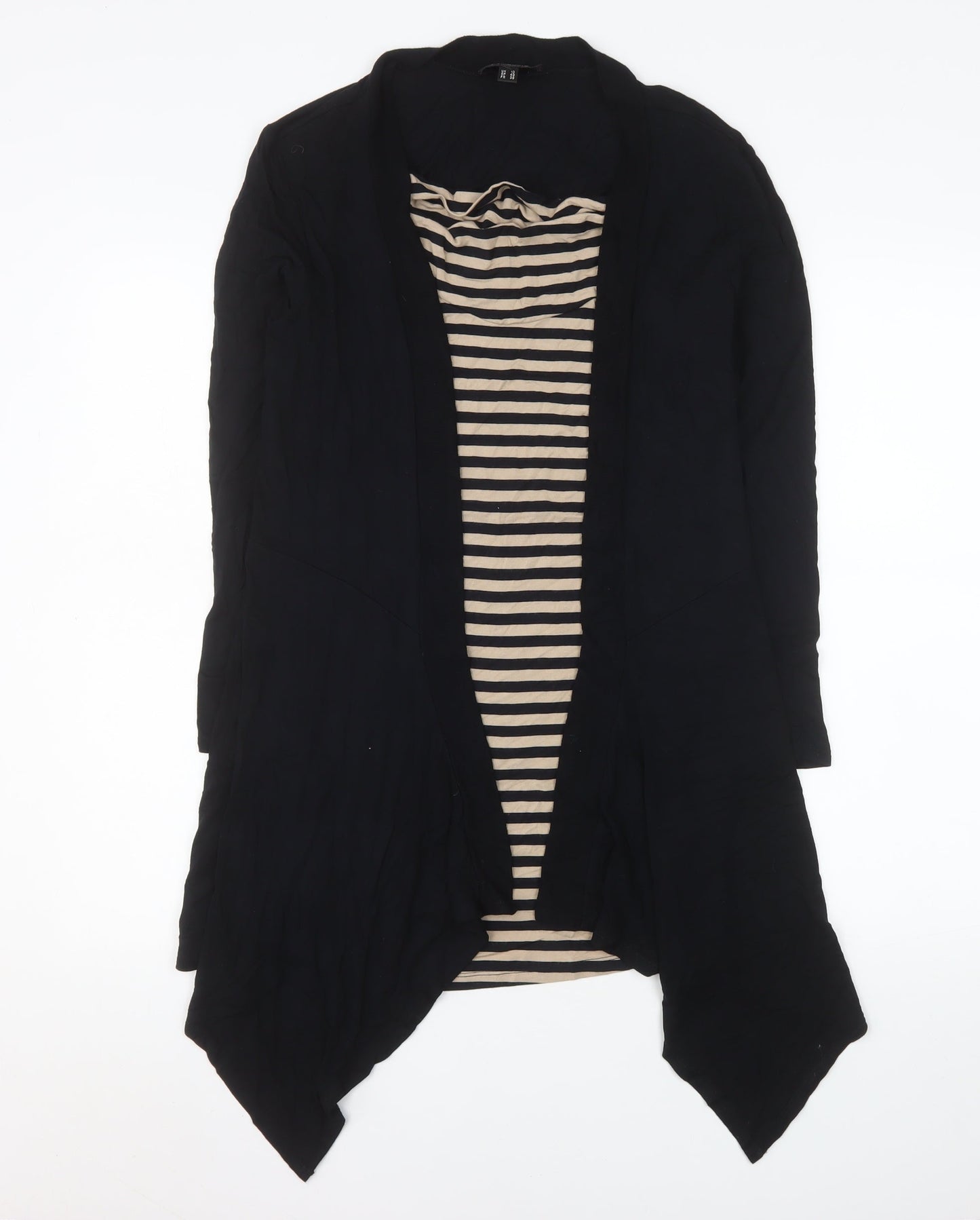 Pomodoro Womens Black Striped Long Sleeve Wrap Blouse Size 10