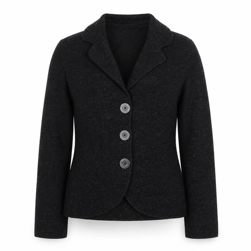 East Women Black Wool Suit Jacket Size 12 Single Breasted