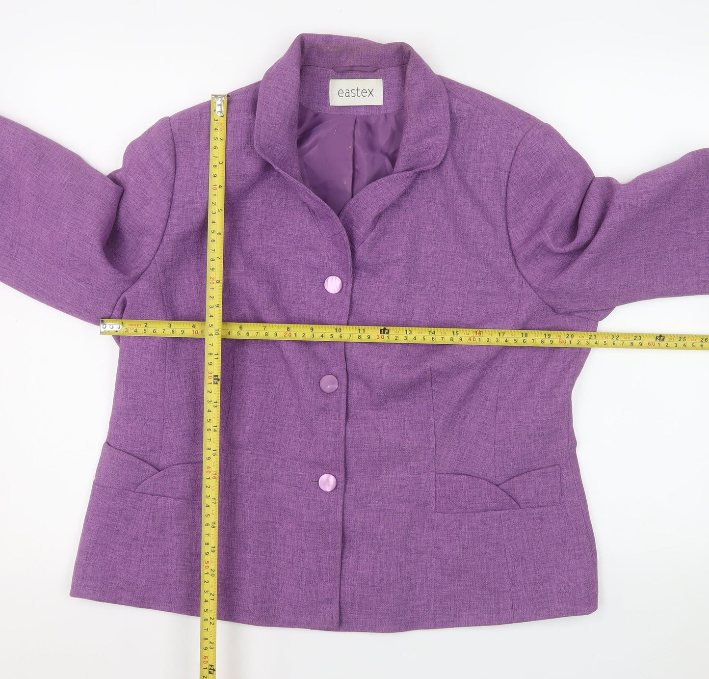 Eastex Womens Purple Size 16 Classic Lined Blazer Jacket
