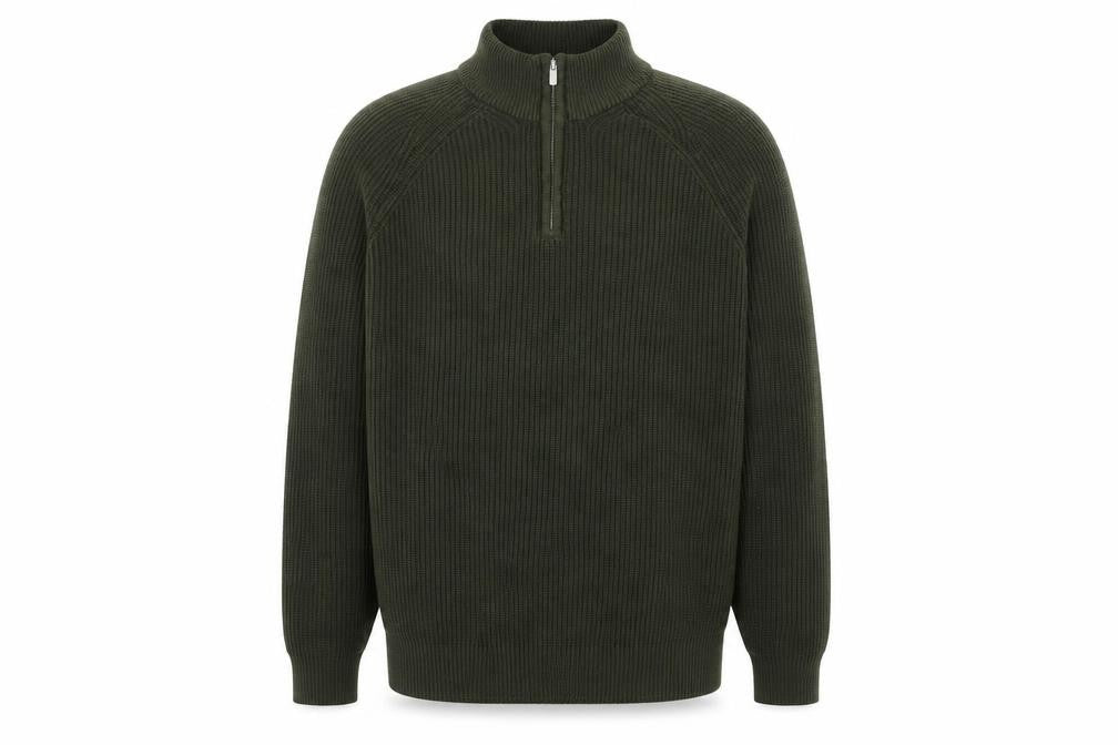 Tu Men’s Green 1/4 Zip Knit Pullover Sweatshirt Size L
