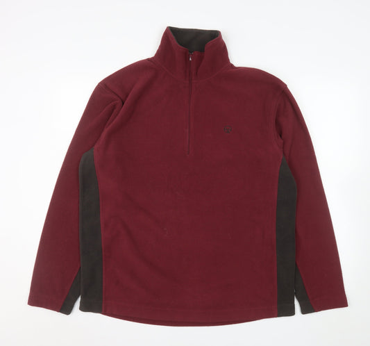Hawkshead Men's Red Fleece 1/4 Zip Pullover Sweatshirt Size L