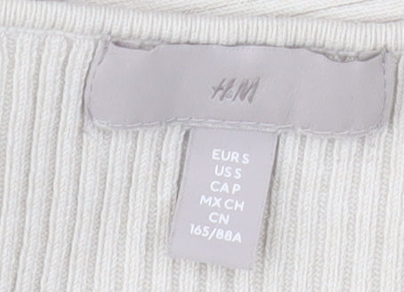 H&M Women Ivory Knit Bodycon Midi Dress Size 10 Long Sleeve