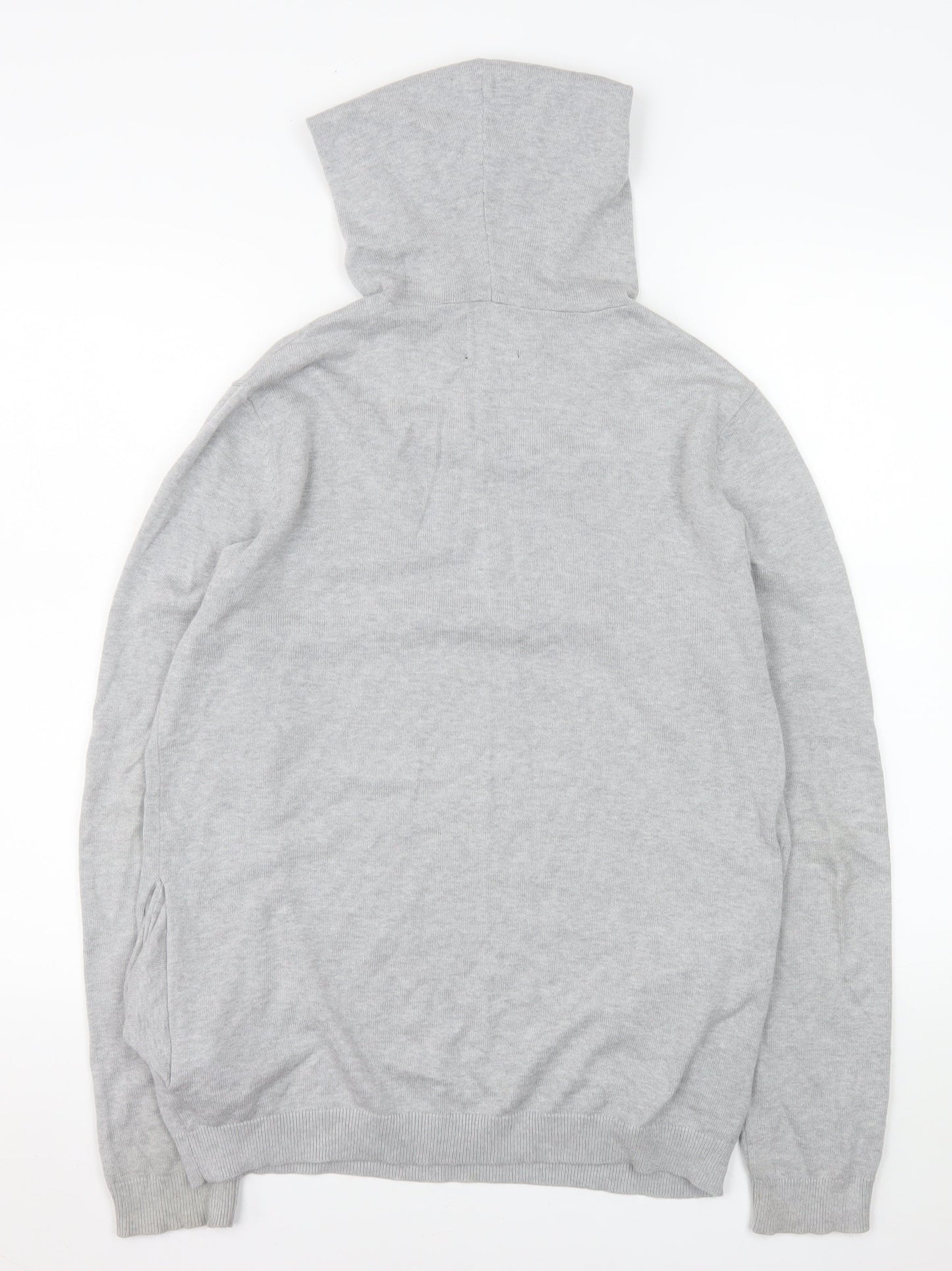 ASOS DESIGN Mens Grey Knit Pullover Hoodie Size S Regular Fit