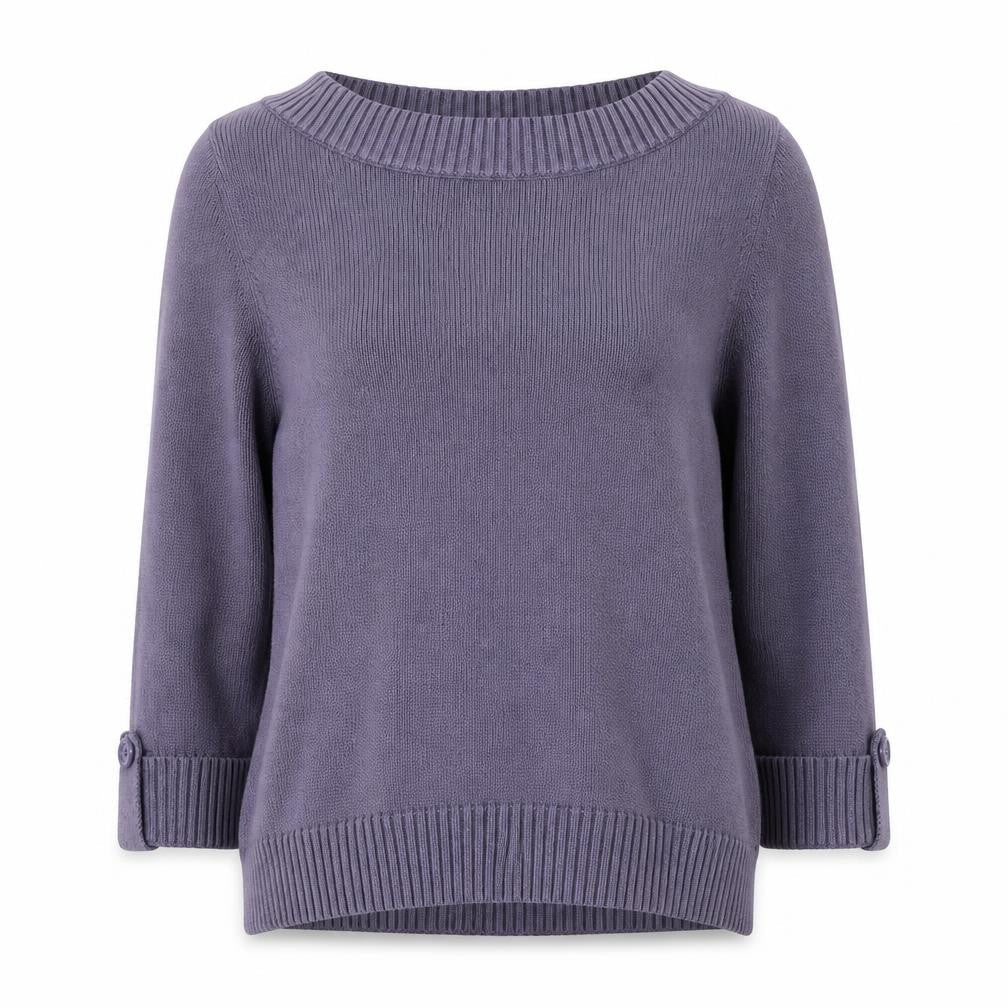 Marks & Spencer Women’s Purple Cotton Knit 3/4 Sleeve Pullover Jumper UK 12