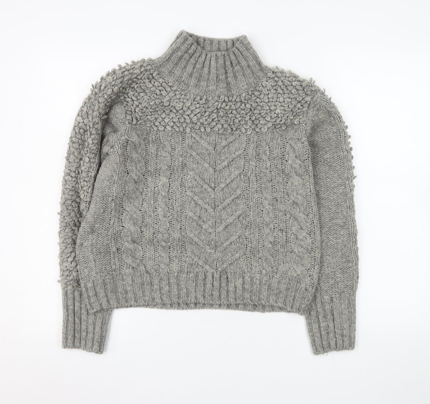 Myleene Klass Women’s Grey Chunky-Knit High Neck Jumper Size 10