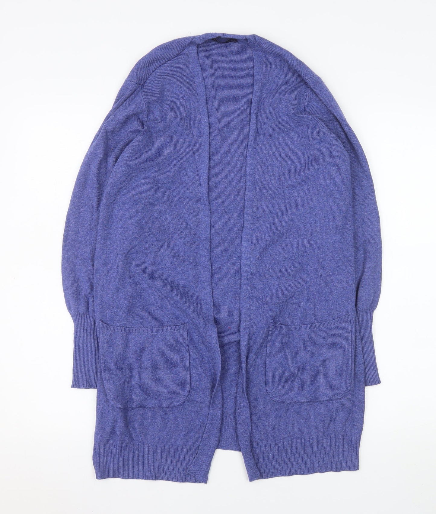 Marks and Spencer Women Blue M Open Front Long Sleeve Cardigan