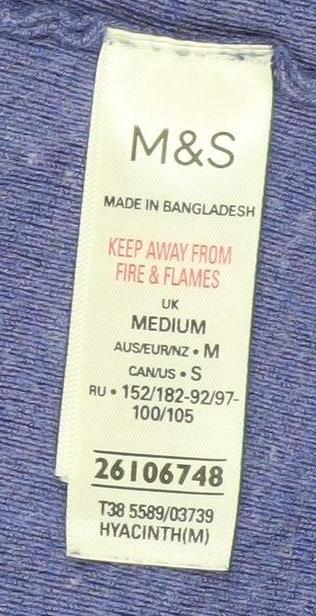 Marks and Spencer Women Blue M Open Front Long Sleeve Cardigan
