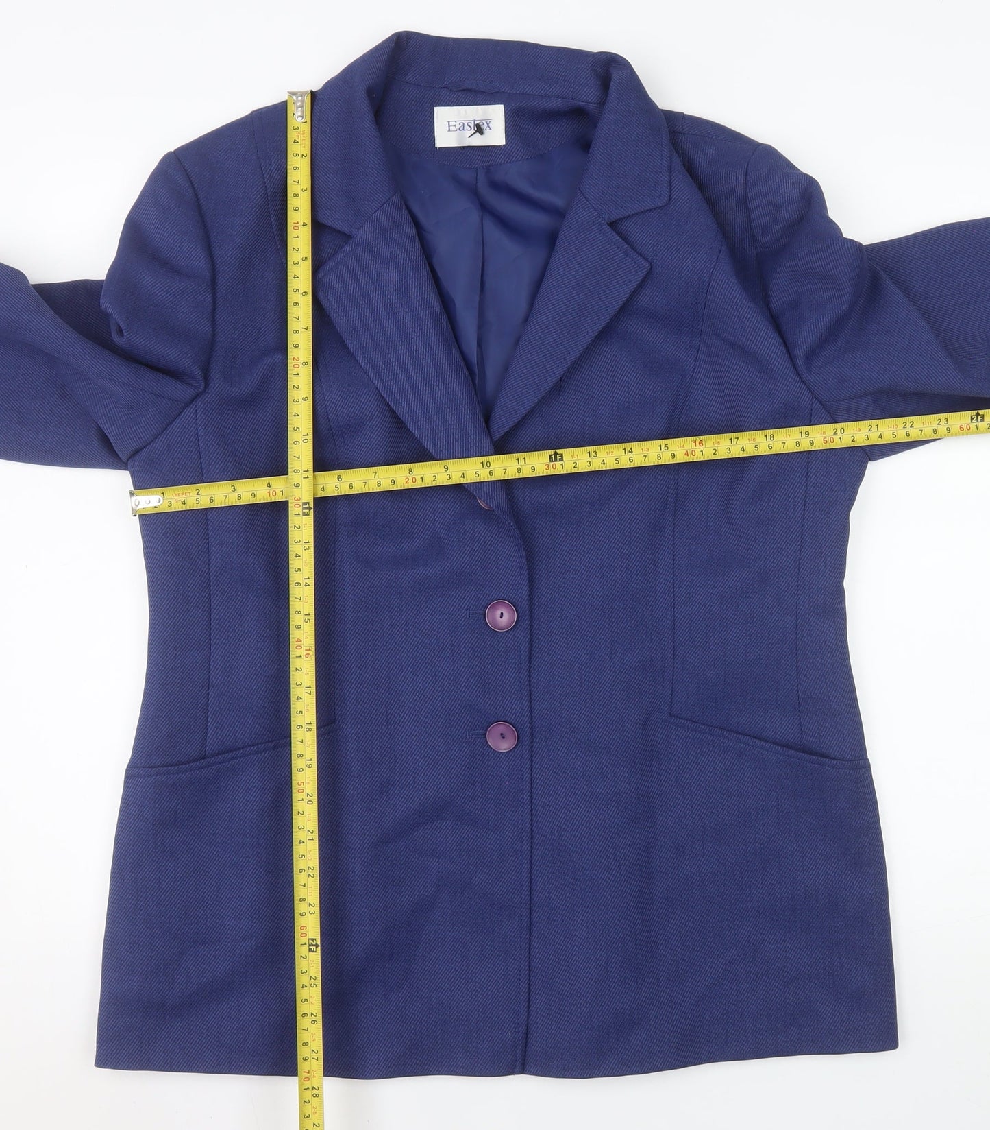 Eastex Women's Blue Size 16 Classic Two-Button Blazer