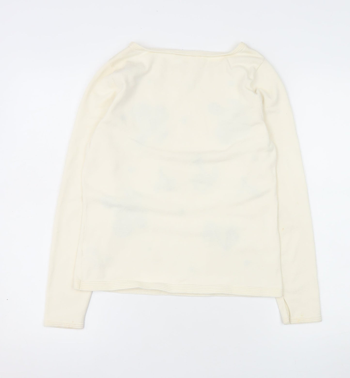 Monsoon Women Ivory Sequin Floral Knit Long Sleeve Blouse UK 12