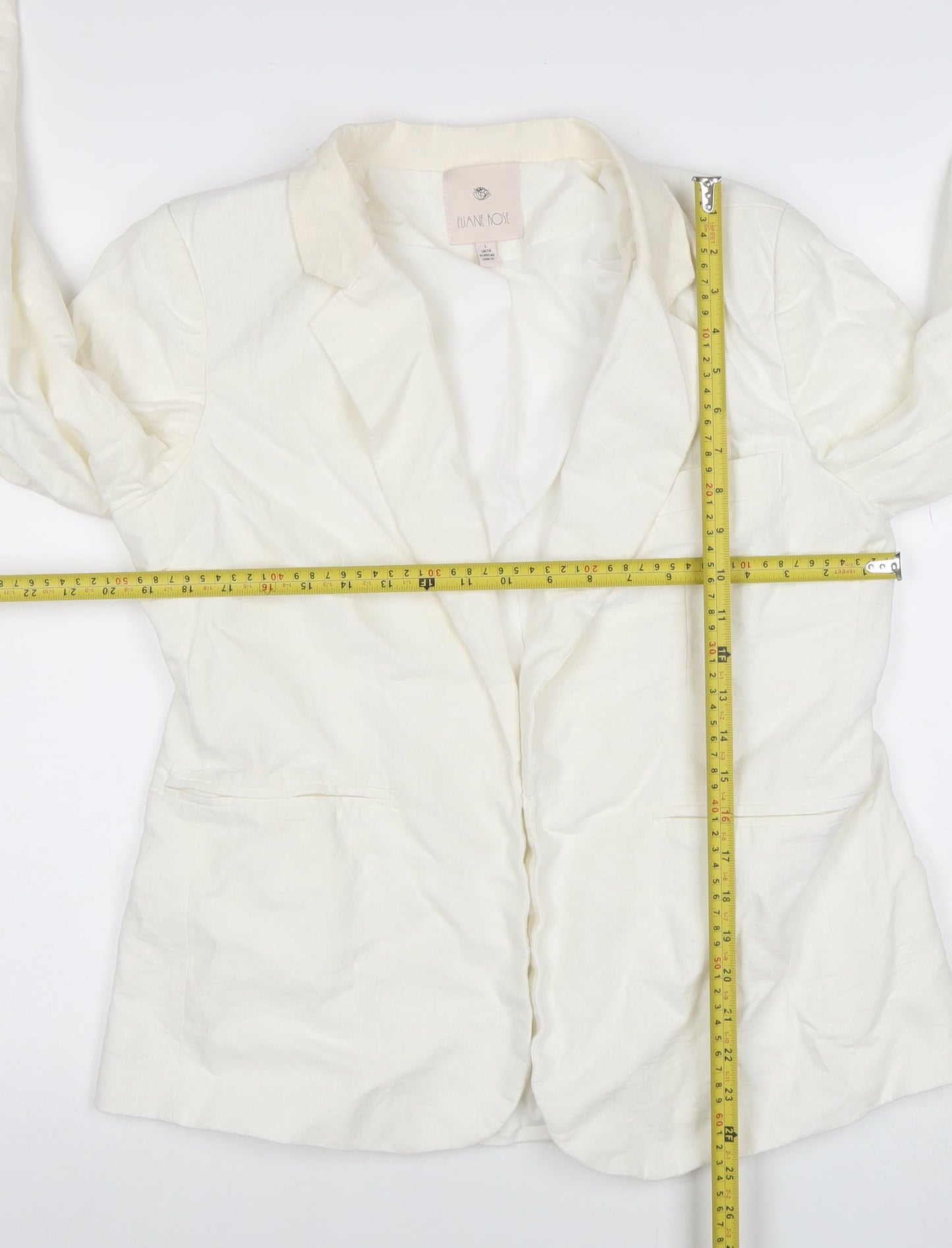 Eliane Rose Women's Ivory Linen Blend Single Breasted Blazer Size 14