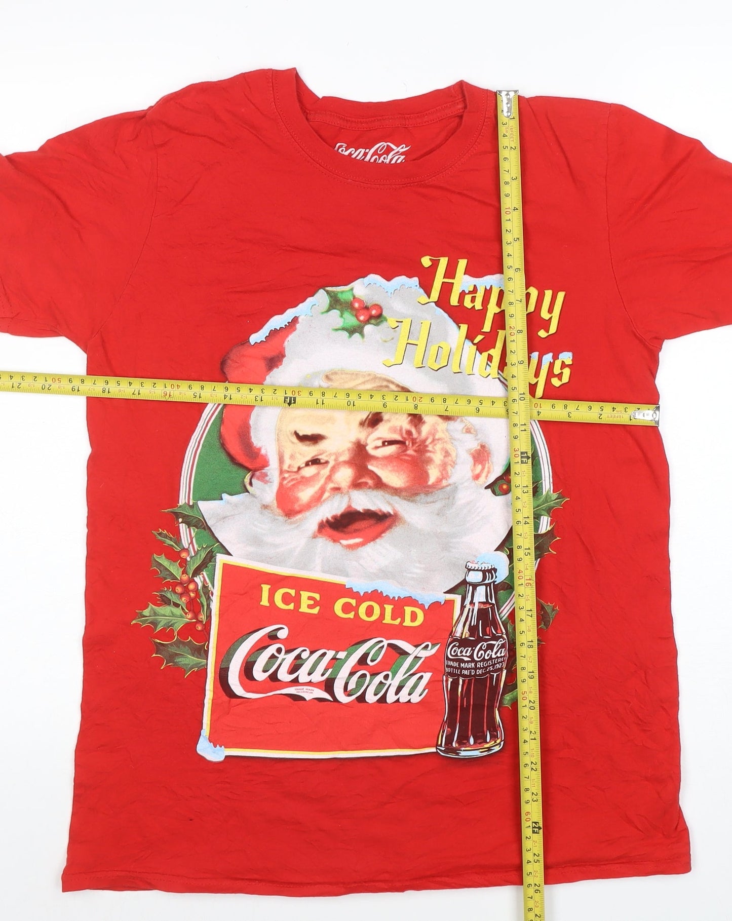 Coca-Cola Men's Red Christmas Santa Graphic T-Shirt Size M