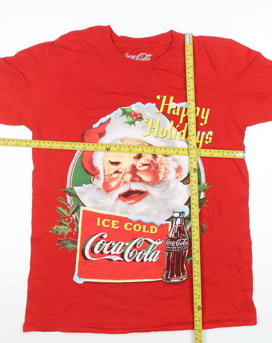 Coca-Cola Men's Red Christmas Santa Graphic T-Shirt Size M