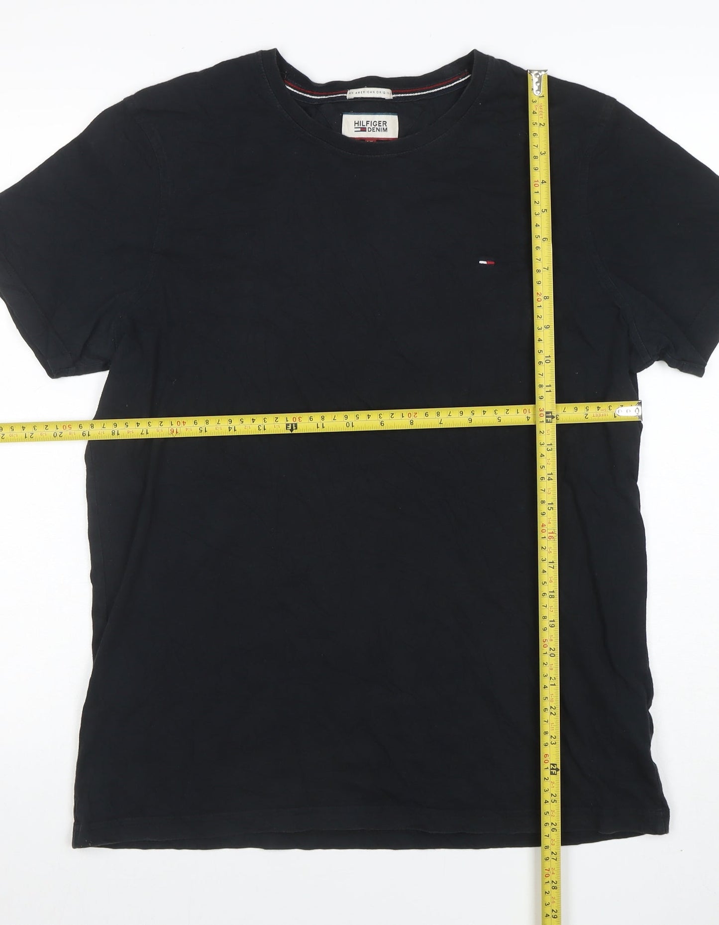 Tommy Hilfiger Denim Men’s Black Cotton Crew Neck XL T-Shirt