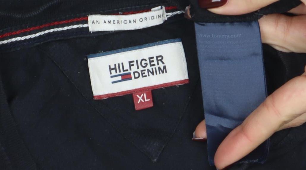 Tommy Hilfiger Denim Men’s Black Cotton Crew Neck XL T-Shirt
