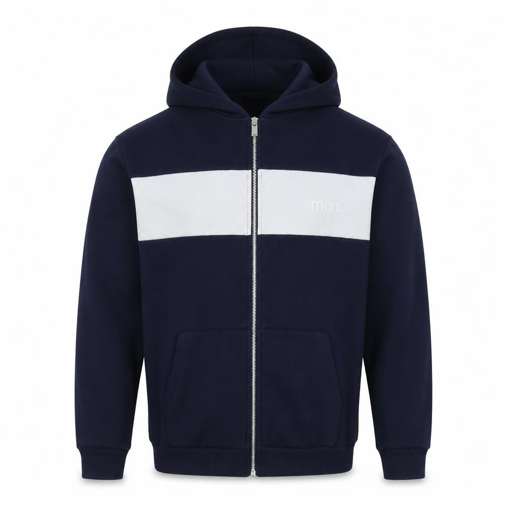 boohooMAN Men's Blue Full Zip Hoodie Size S Logo Design