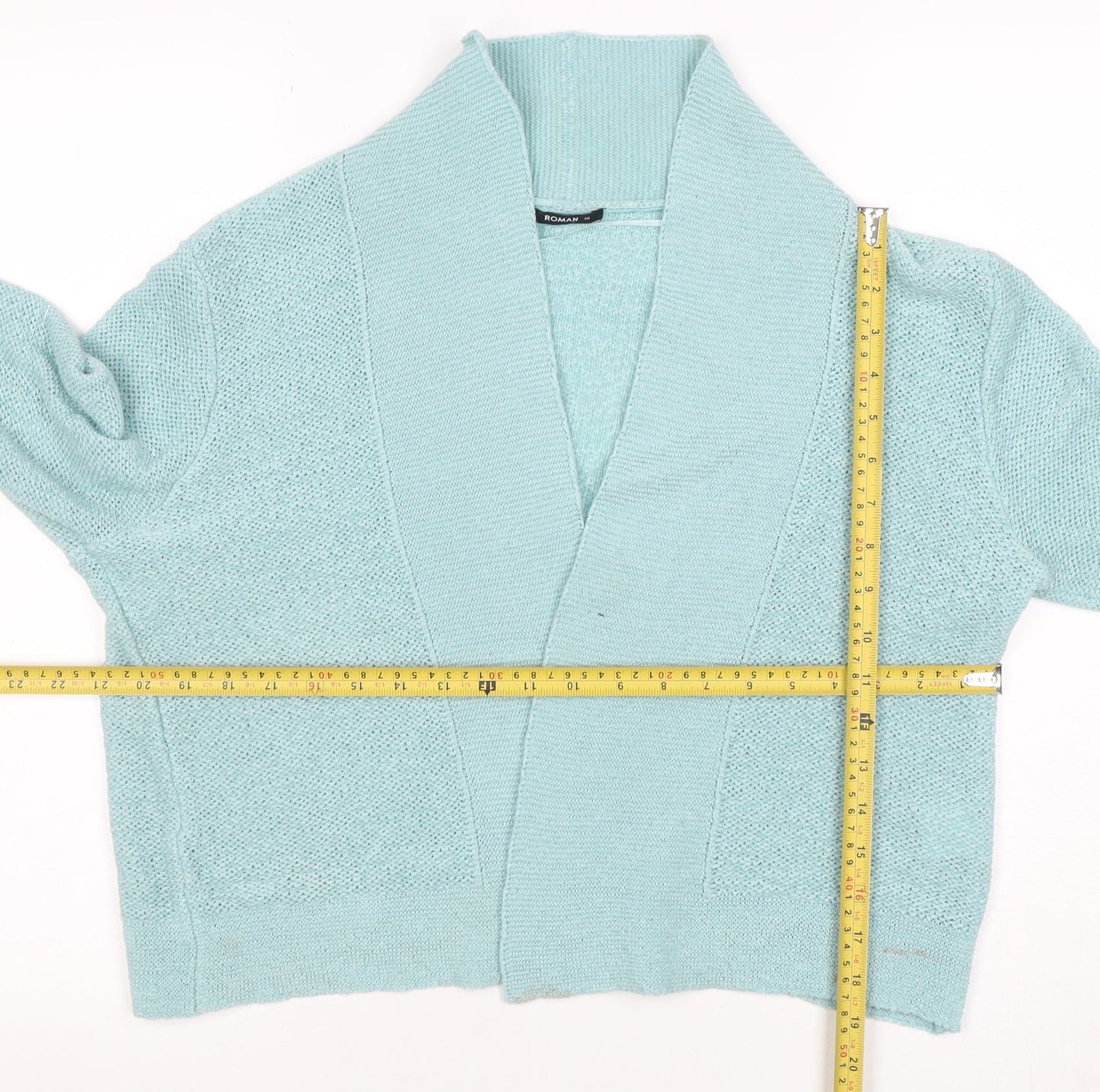 Roman Women’s Blue Knit Open Front Cardigan Size 18