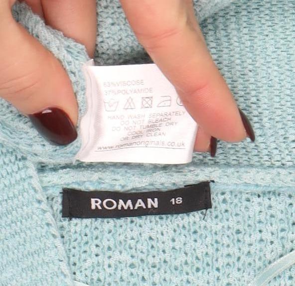 Roman Women’s Blue Knit Open Front Cardigan Size 18