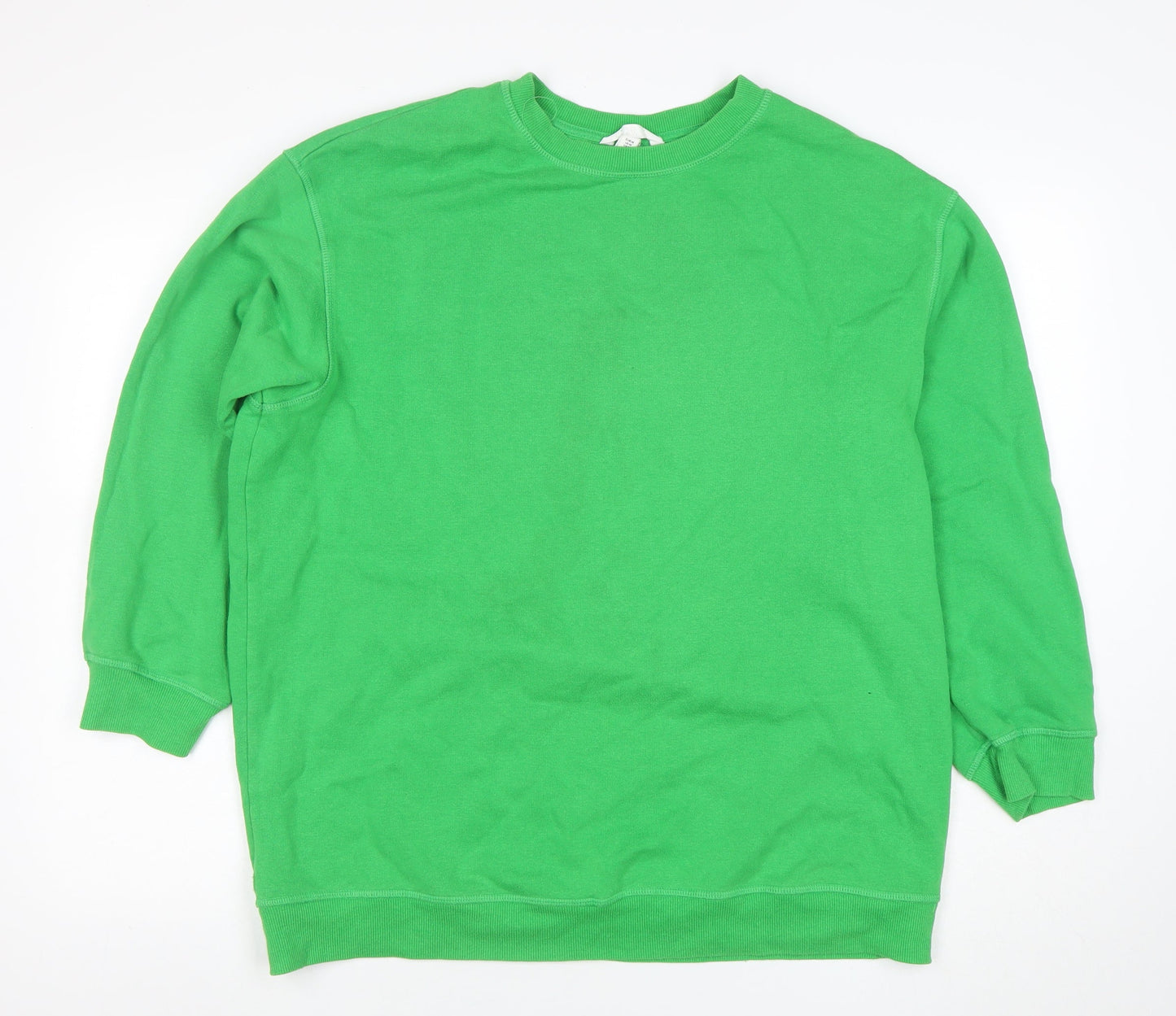 H&M Women Green Pullover Sweatshirt Size 12 Cotton Blend