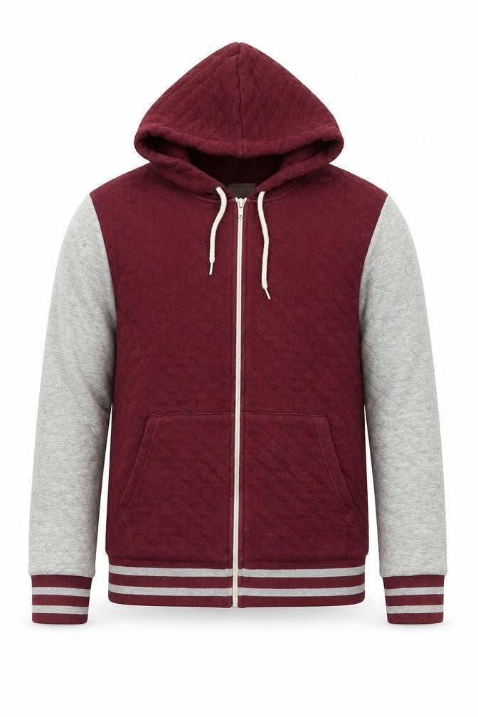 Burton Menswear Men’s Red Quilted Full Zip Hoodie Size S