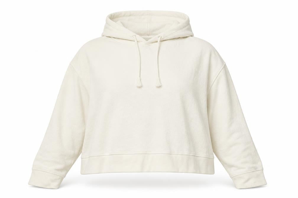 Weekday Women Ivory Cotton Blend Pullover Hoodie L Relaxed Fit