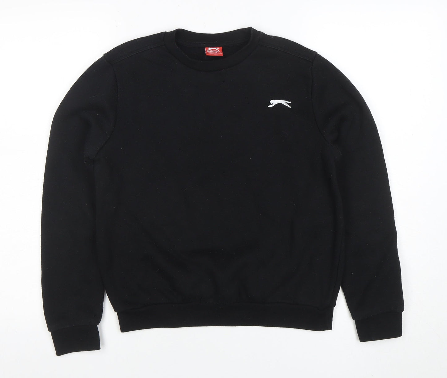 Slazenger Boys Black Crew Neck Sweatshirt Size 13 Years Fleece Blend