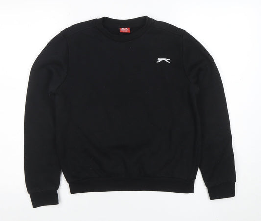 Slazenger Boys Black Crew Neck Sweatshirt Size 13 Years Fleece Blend