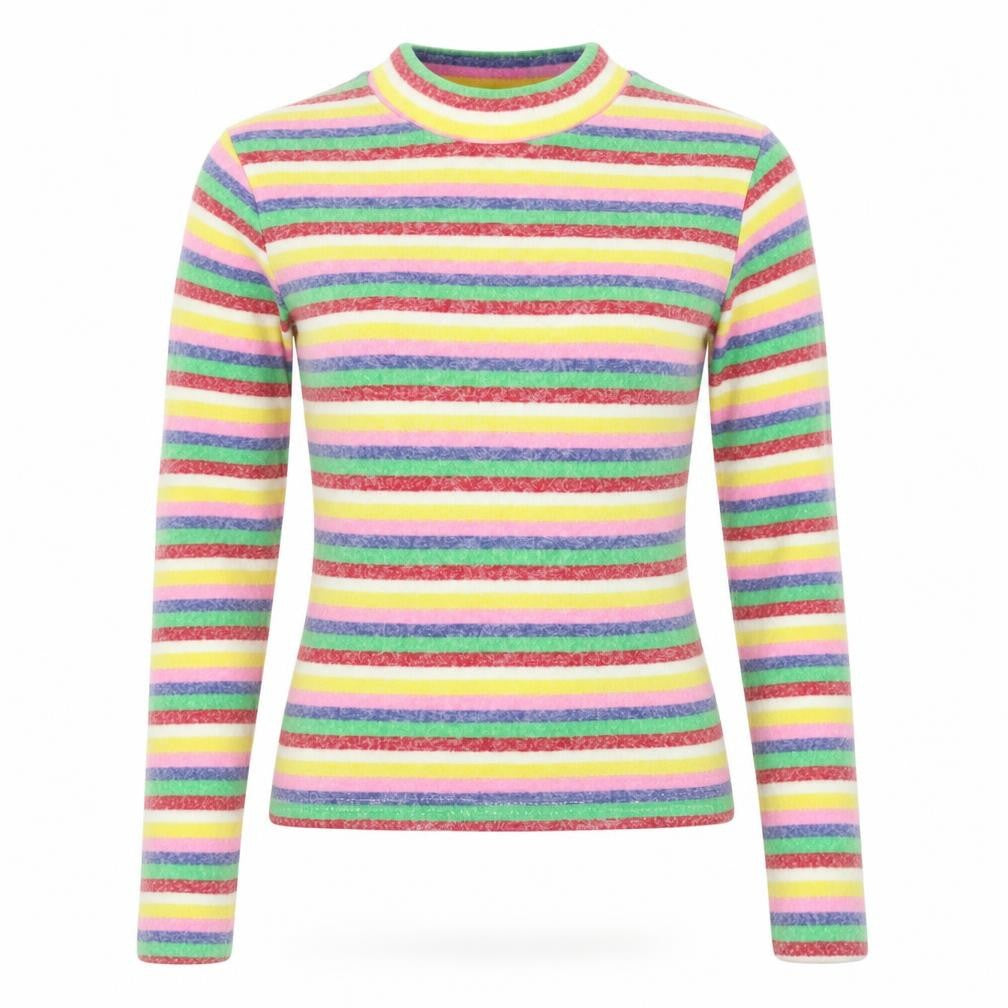 Poof New York Women’s Multicoloured Striped Mock Neck Jumper Size S