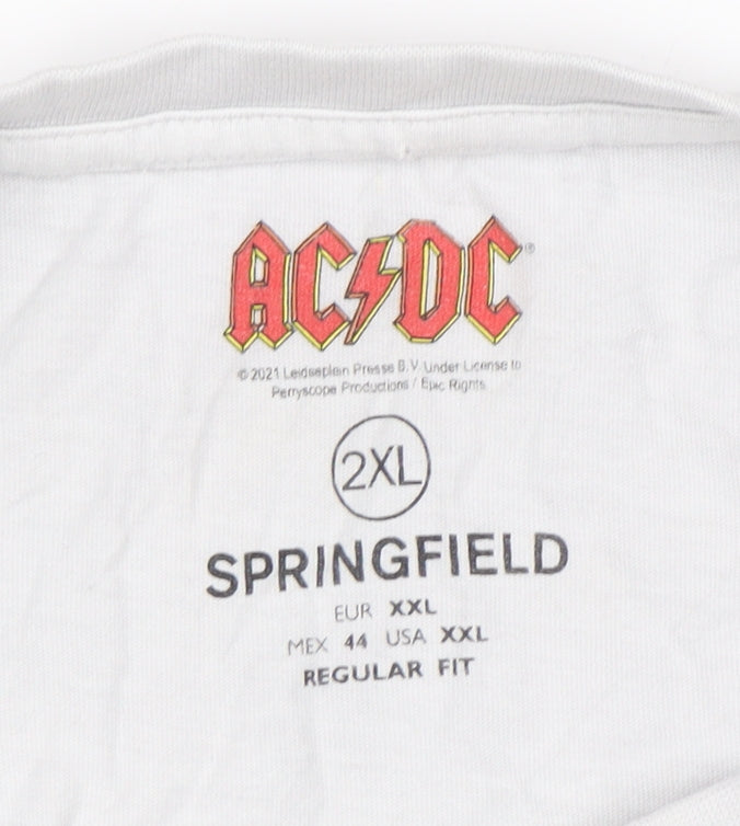 Springfield Men’s White AC/DC Money Talks Band T-Shirt 2XL Regular Fit