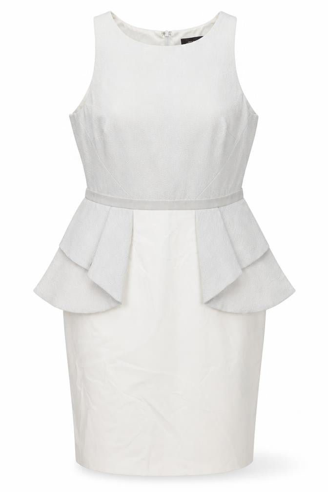 Coast Women's Ivory Sleeveless Peplum Knee Length Dress Size 14
